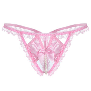 Vente en gros usine : Lingerie sexy pour femmes avec perles, broderies, string à entrejambe ouvert, taille basse, nœud, G-string, culotte perlée pour adultes - Product Image 1