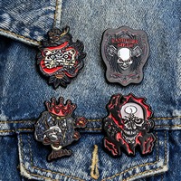 Broche de style gothique punk, 1/4 pièces, couleur classique noir et rouge assortie, badge au design unique et petit, pour les amateurs de gothique