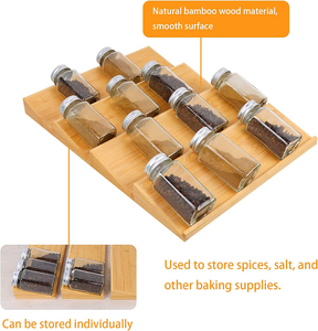 Organizzatore per Spezie in Bambù Regolabile ed Espandibile, Vassoio Porta Condimenti per Cassetti - Product Image 3