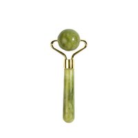 Bâton de massage facial en alliage de zinc doré avec boule de jade naturelle et pierre de cristal unique pour le soin des yeux