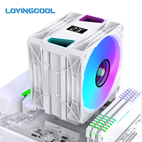 Refroidisseur de processeur universel Lovingcool en gros avec ventilateurs ARGB, FDB, HDB, PWM 4 broches, écran numérique, couvercle supérieur et 6 caloducs en cuivre