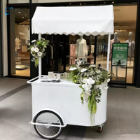 Chariot de vente ambulant commercial pour café et crème glacée, stand de restauration de rue avec auvent pour usage extérieur