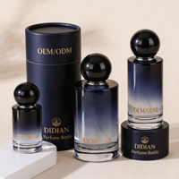 Flacon de parfum en verre vide écologique et recyclable en forme de cylindre de 30 ml, 50 ml, 100 ml avec coffret en papier personnalisé pour usage cosmétique
