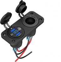 Enchufe USB Doble de 12V/24V para Montaje en Panel con Voltímetro LED e Interruptor Táctil para Auto y Barco