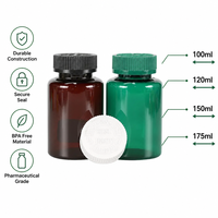 Flacon de médicament en PET vert ambré de 100 ml et 120 ml avec bouchon à pression et à visser résistant aux enfants, pot pour capsules de suppléments