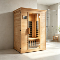 Cabine de sauna infrarouge en bois de luxe avec porte en verre trempé, sauna intérieur pour la maison, salle de spa pour la relaxation et le bien-être