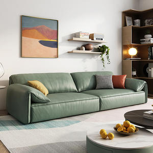 Deux places vert sarcelle luxe moderne top grain en cuir véritable meubles canapé salon ensemble - Product Image 4