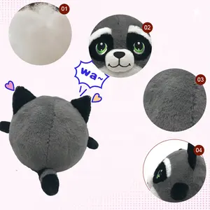 OEM ODM personalizzato di alta qualità peluche decompressione animale giocattolo grigio procione palla morbida peluche