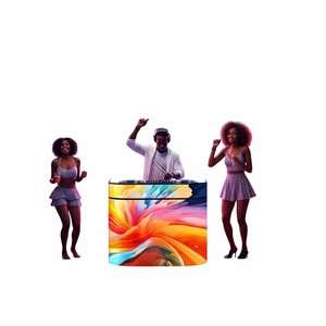 Nouvelle Cabine DJ Semi-Courbe Personnalisée Imprimée avec un Style Moderne pour les Soirées, les Mariages, les Événements et les Divertissements - Product Image 1