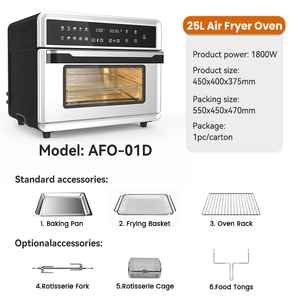 Horno Multifunción de 25L, Acero Inoxidable, <span class=keywords><strong>Freidora</strong></span> de <span class=keywords><strong>Aire</strong></span> Eléctrica, Tostadora, Horno para Pizza con Pantalla Táctil Digital para Cocinar en Casa - Product Image 2