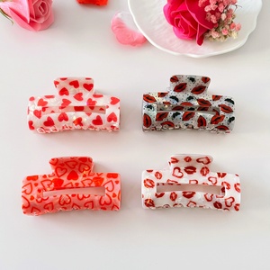 กิ๊บติดผมรูปหัวใจอะคริลิคแฮนด์เมดลายริมฝีปาก<span class=keywords><strong>เซ็กซี่</strong></span>สำหรับผู้หญิง สไตล์หวานๆ สำหรับวันวาเลนไทน์ข้ามพรมแดน - Product Image 4