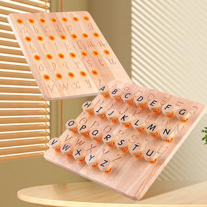 Tableau <span class=keywords><strong>de</strong></span> traçage <span class=keywords><strong>de</strong></span> l'alphabet en bois Tracker d'alphabet double face Montessori jouets d'apprentissage pratique écriture lettres majuscules et minuscules - Product Image 3