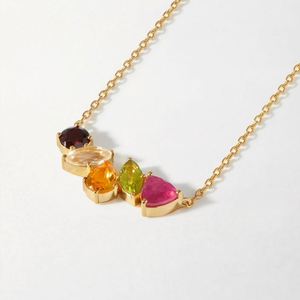 Collier en acier inoxydable pour femmes Mode européenne et américaine Ins Ruby Zircon Collier - Product Image 4