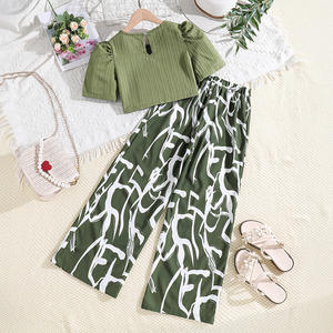 Conjuntos <span class=keywords><strong>de</strong></span> <span class=keywords><strong>ropa</strong></span> <span class=keywords><strong>de</strong></span> verano 2024 <span class=keywords><strong>para</strong></span> niñas <span class=keywords><strong>de</strong></span> 8 a 12 años, Top verde <span class=keywords><strong>de</strong></span> manga corta, pantalones largos informales estampados, 2 uds., <span class=keywords><strong>ropa</strong></span> <span class=keywords><strong>para</strong></span> <span class=keywords><strong>adolescentes</strong></span> - Product Image 2