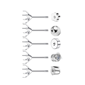 Titanium Alloy Four Prong <b>Earring</b> Findings Cat Claw Shape Threaded For <b>Earring</b> Making DIY Jewelry Accessories - Product Image 2