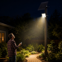 Lampu Sorot Tenaga Surya Setara 600W, Lampu Keamanan LED Luar Ruangan, 3CCT Dapat Diatur, Remote Control, IP65, Penerangan Luar Ruangan