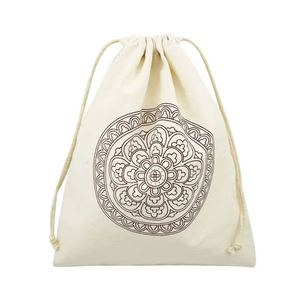 Pochette d'emballage respirante à cordon de serrage avec logo personnalisé, en coton sergé blanc, pour vêtements, chapeaux, chaussures, sacs à main - Product Image 2