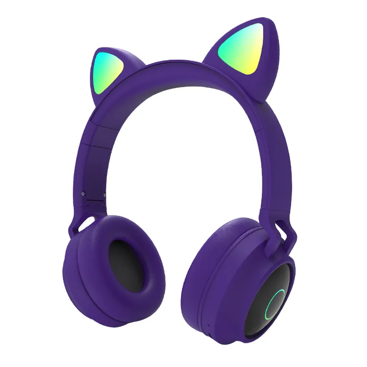 ชุดหูฟังไร้สายพร้อมไมโครโฟน,หูฟังแบบคาดศีรษะ <span class=keywords><strong>Dect</strong></span> Binaural ชุดหูฟังไร้สายหูแมวสีชมพูน่ารักใช้สำหรับเล่นเกม