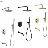 Ensemble de mélangeurs de douche en laiton dissimulés à une poignée Système de douche caché avec jet de massage, pause, motifs de pulvérisation Douchette à main incluse