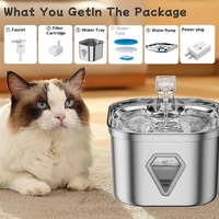 Dispenser Air Minum Hewan Peliharaan Portabel Stainless Steel Model Baru, Sirkulasi Otomatis, Pintar, Dapat Dilepas, Multi-Plug untuk Kucing Anjing