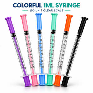 Jeringa Veterinaria Desechable <span class=keywords><strong>de</strong></span> Plástico <span class=keywords><strong>de</strong></span> 1 ml <span class=keywords><strong>de</strong></span> Alta Calidad en Blister, Colores Azul, Negro, Rosa, Verde y Morado, <span class=keywords><strong>para</strong></span> Animales - Product Image 2