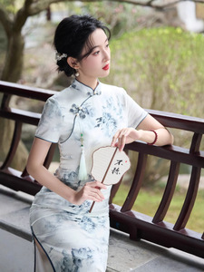 Qipao de Verano, Elegante Vestido Tradicional Chino, Estilo Juvenil para Estudiantes, <span class=keywords><strong>Cheongsam</strong></span> Largo Liso para Mujer, Precio de Fábrica - Product Image 4
