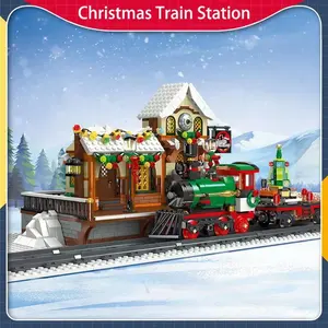 Jie Star 89142 città natale villaggio stazione ferroviaria con luce fai da te mattoncini modello regali per bambini set di blocchi - Product Image 2