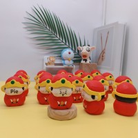 Figurine du Dieu de la Richesse en Bois Rustique, Faite à la Main, Décoration Créative et Mignonne, Cadeau de Bénédiction de Chine, Bienvenue au Dieu de la Richesse