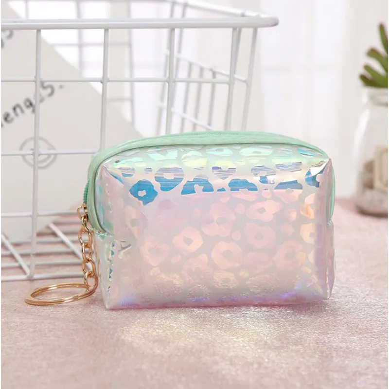 Free Shipping Fashion Women PVC Coin Bag Wallet Jelly Laser Keychain Wallet Cute Purse For Girl