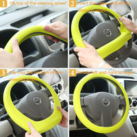 Volant de voiture universel accrocheur couleur Silicone housse de protection anti-dérapant motif litchi volant couverture