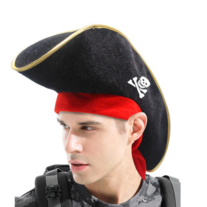 Sombrero de Fiesta de Halloween y Pascua, Artículos para Fiestas, Sombrero de Pirata de los <span class=keywords><strong>Piratas</strong></span> <span class=keywords><strong>del</strong></span> <span class=keywords><strong>Caribe</strong></span>, Sombrero de Capitán Pirata, Sombrero con Cinta Roja, Artículos para Cumpleaños - Product Image 1