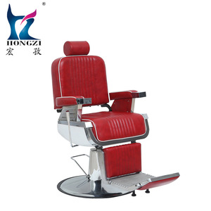 Chaise de barbier Hongzi HZ8740 rouge vin avec bordure blanche, inclinable, rotation à 360 degrés, repose-pieds réglable, usage commercial - Product Image 1