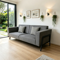 Canapé double moderne pour hôtel commercial, meuble de maison, villa, tissu gris rembourré, canapé 2 places avec pieds en métal