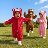 Michley usine en gros bas quantité minimale de commande nouveau Design mignon Animal barboteuse 0-36M Onesie pyjamas corail polaire ours échantillon étiquettes personnalisées