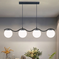 Beau salon blanc laiteux 4 têtes suspension en verre lampe moderne minimaliste salle à manger bar ampoules suspension