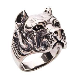 Anillo con forma de animal Shar Pei Dog para hombre, regalo, joyería, accesorio de moda en tono plateado - Product Image 1