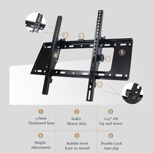 <span class=keywords><strong>Support</strong></span> <span class=keywords><strong>mural</strong></span> pour écran LCD <span class=keywords><strong>TV</strong></span> robuste pour écran de 32 à 75 pouces, capacité de 60 kg, angle de carrelage ±15 °   VESA 600*400mm Max, réglable en hauteur - Product Image 6