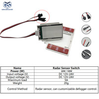 Interrupteur à capteur radar sans contact 12V 60W/ 24V 100W Max 5A avec détection intelligente de 0 à 1,5 m pour miroir de salle de bain d'hôtel