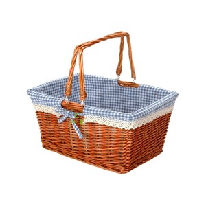 Cesta de picnic rectangular de ratán con asa para almacenamiento de frutas y uso en exteriores - Product Image 5
