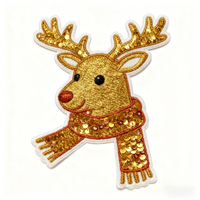 Patch brodé personnalisé en dentelle et sequins avec tissu chenille thermocollant durable pour promotion de Noël en gros
