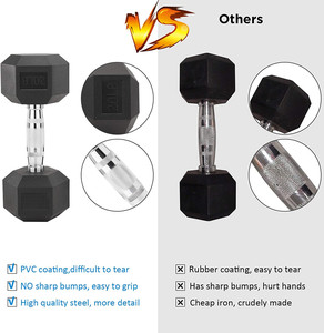 Pinjian chéo phù hợp với thiết bị tập thể dục hình lục giác quả tạ Trọng lượng nâng cao su tráng miễn phí trọng lượng dumbells <span class=keywords><strong>HEX</strong></span> quả tạ Bộ - Product Image 3