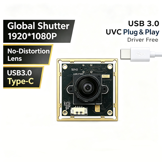1080P 120fps Global Shutter Type C Camera Module USB 3.0 High Speed 2MP No Distortion for Motion Capture and Machine Vision