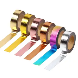 Solid Foil Washi Tape 15Mm Lebar 10M Panjang Kertas Perekat Masking Tape Lengket Kertas Tape untuk DIY scrapbooking