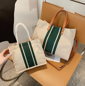 Sac fourre-tout en lin réutilisable avec logo personnalisé, sac de shopping en tissu durable pour femmes - Product Image 1