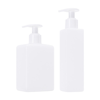 Bouteille de lotion carrée en plastique PE de 200-300 ml, flacon vide pour lavage des mains, bouteille de shampoing avec pompe et étiquette 28 mm, couleur naturelle