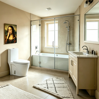 Ensemble WC monobloc de luxe moderne de haute qualité avec chasse d'eau à décharge directe, toilettes en céramique faciles à nettoyer pour usage en lavabo