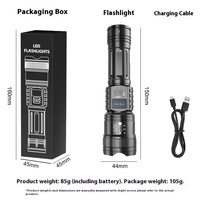 Lampe torche LED multifonctionnelle puissante avec affichage numérique, zoom, ABS, IP44, portable, longue portée, charge Type-C pour le camping
