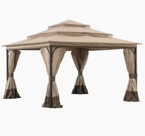 Gazebo de 3 niveles con techo suave de 12x12 pies, toldo exterior con malla y paredes laterales de poliéster, pabellón de jardín con estructura metálica, venta al por mayor - Product Image 3