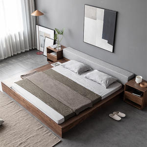 เตียงทาทามิไม้เนื้อแข็งแบบดั้งเดิมของญี่ปุ่น ทำจากไม้วอลนัทสีดำ แกะสลักด้วยมือ พร้อมลิ้นชักเก็บของแบบพับได้ ประหยัดพื้นที่ - Product Image 3