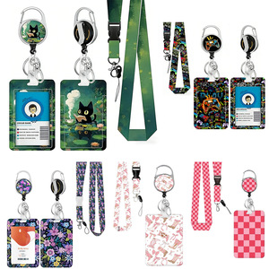 UV embossed <b>ID</b> card <b>holder</b> and fun badge roll 360 rotating keychain office gift - Product Image 1